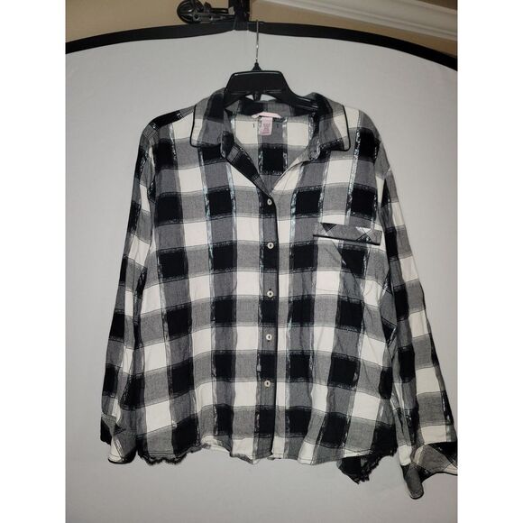 VS LONG SLEEVE Button Down PAJAMA TOP PLAID SIZE XL. - Picture 3 of 11